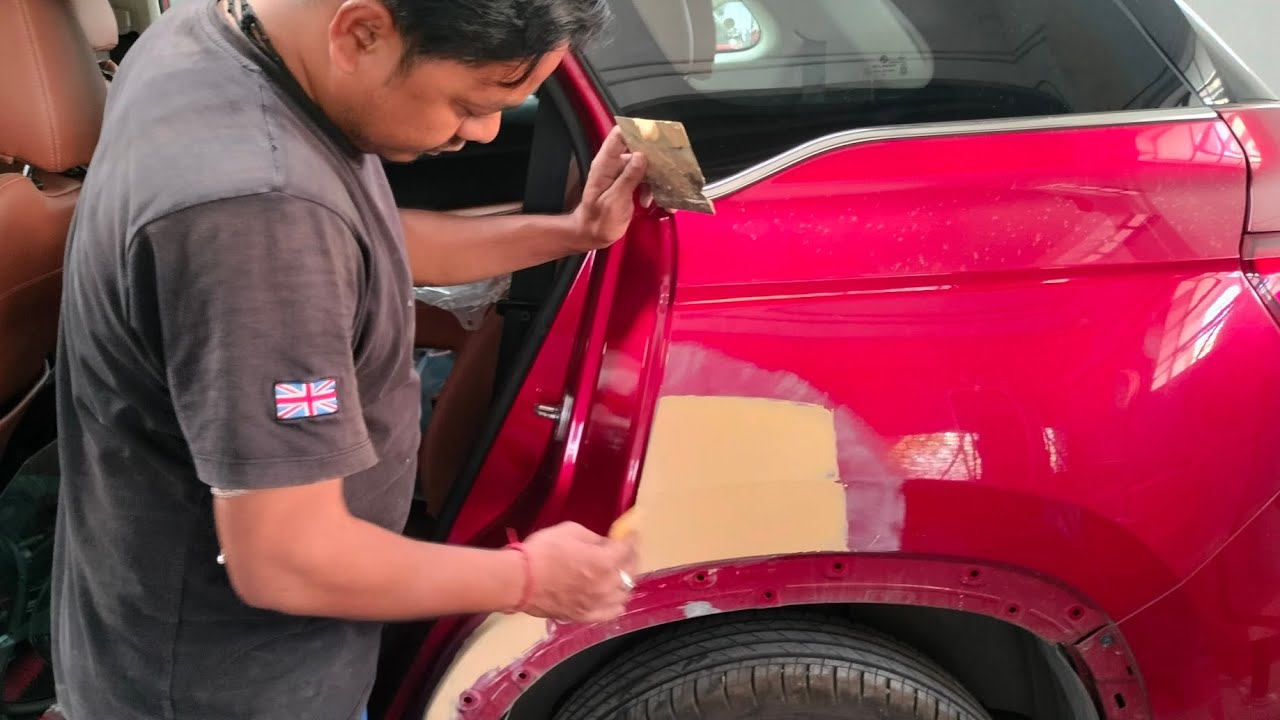 MG car painting porcess # puti ka porcess puti ki sanding porcess...( GLAZE RED) MG..
