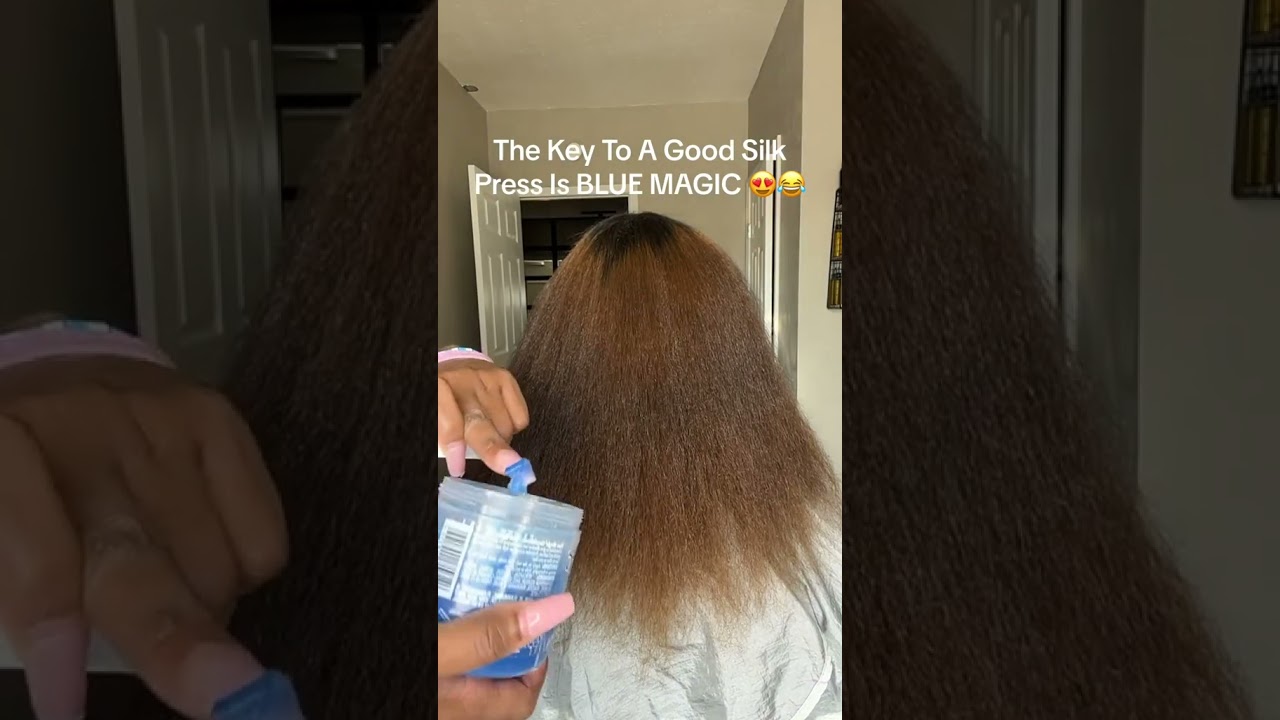 Silk Press Using Blue Magic Grease 🤔 #Silkpress #vshowhair #shorts  #hairstyles #foryou