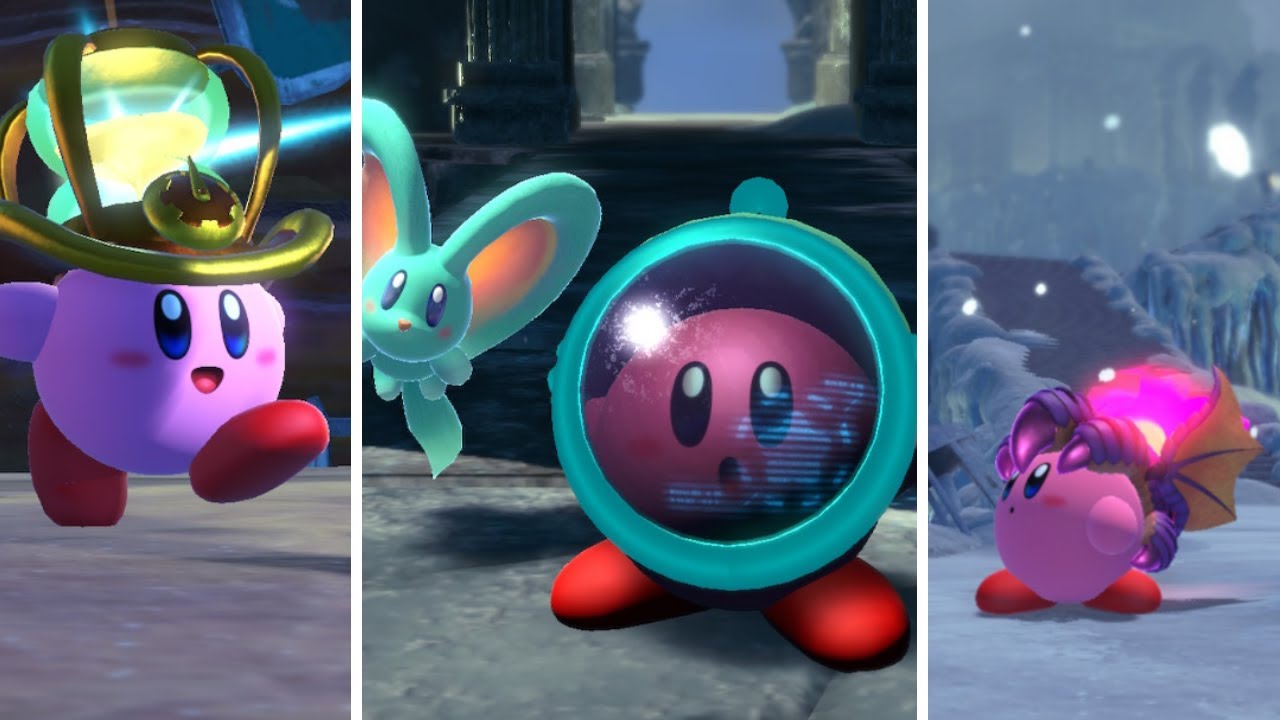 Kirby and the Forgotten Land - All Copy Abilities & All Evolutions | Showcase