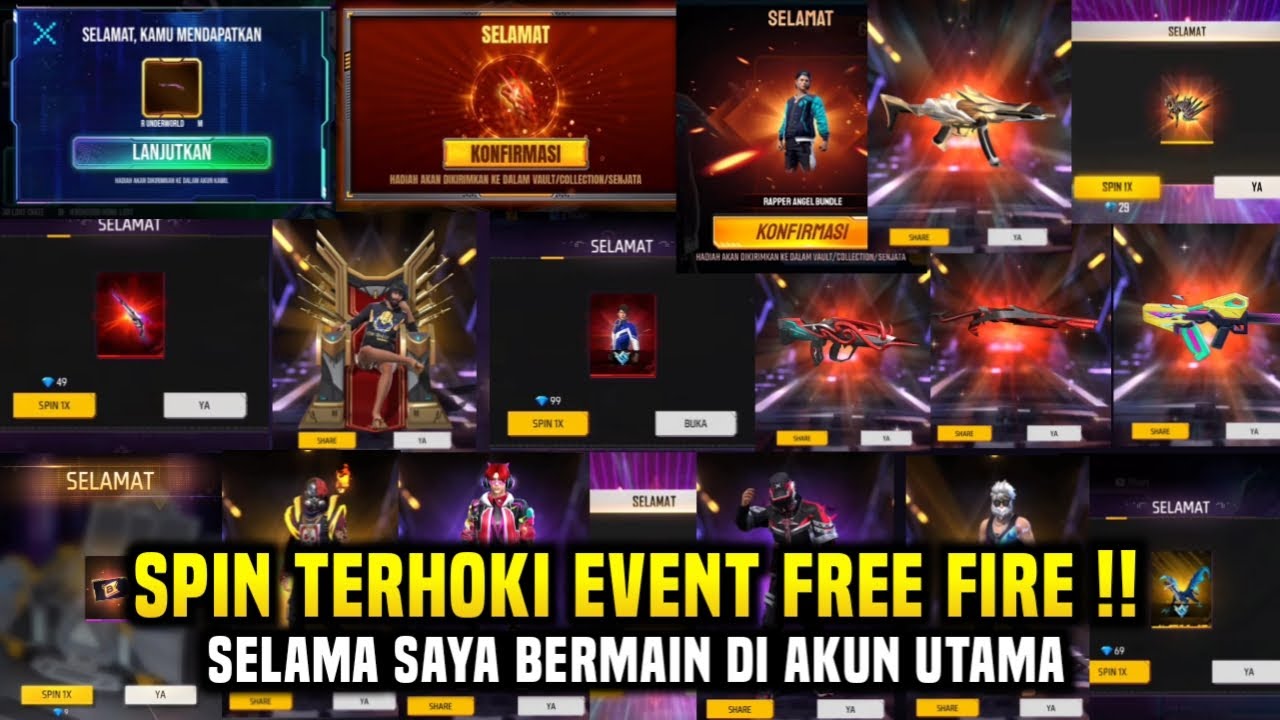 MOMENT TERHOKI SAYA SPIN EVENT FF TERBARU! SELAMA BERMAIN FREE FIRE DI AKUN UTAMA