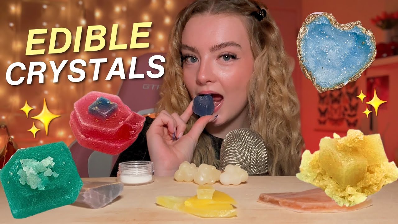 ASMR eating edible CRYSTAL CANDY ✨ mukbang with crunchy eating sounds