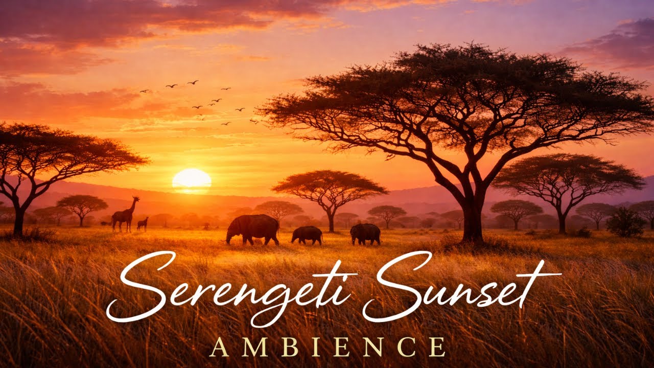 Serengeti Sunset Ambience | African Savanna at Dusk for Relaxation, Sleep & Meditation
