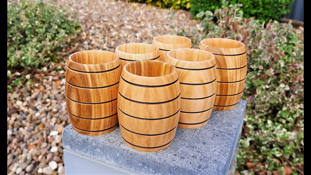 Wood turning some shot cups from cherry wood.