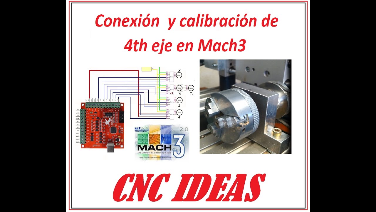 Conexión  y calibración de 4th eje en Mach3