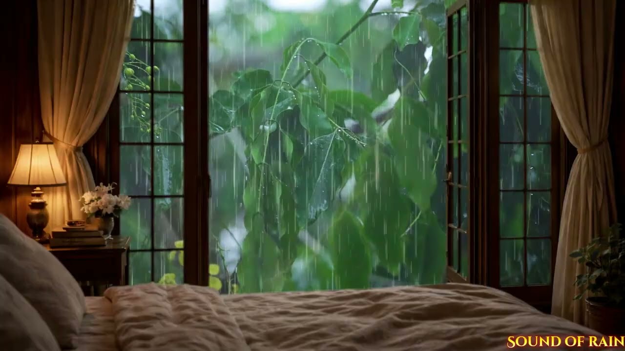 ASMR Rain Sounds for Sleeping - Sound of HeavyRainstorm & Thunder in the Misty Forest At Night 