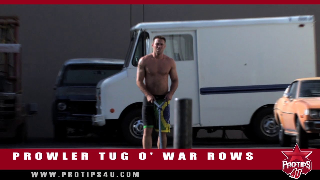 MMA Workout Video:  Jake Shields Demonstrates how to do Prowler Tug of War Rows