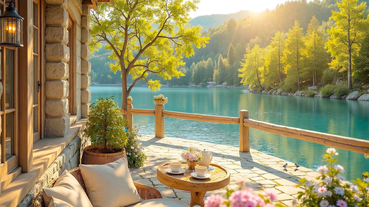 Уютный весенний отдых у озера ☕🌿 Расслабляющая фортепианная музыка для учебы и утренней концентраци