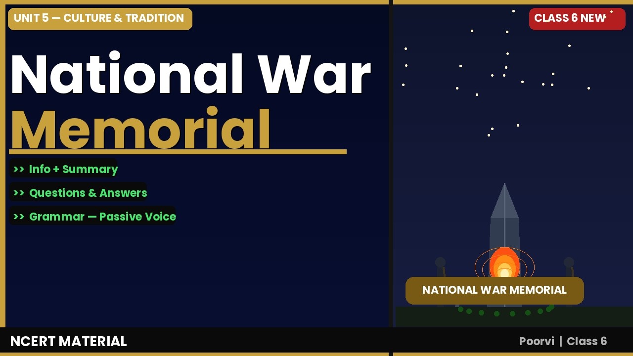 National War Memorial | Chapter 16 | Class 6 English Poorvi | Questions and Answers | NCERT