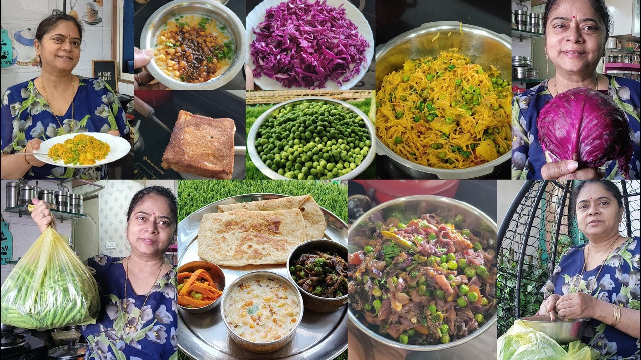 red +Breakfast & Dinner🍱 patta gobhi ki sabji🌺boondi raita🌺paratha🌺vermicelli pulao🌺hara matar store