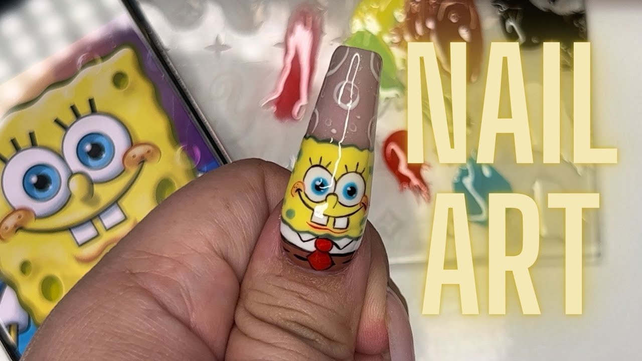 Hand Painted Nail Art: SpongeBob