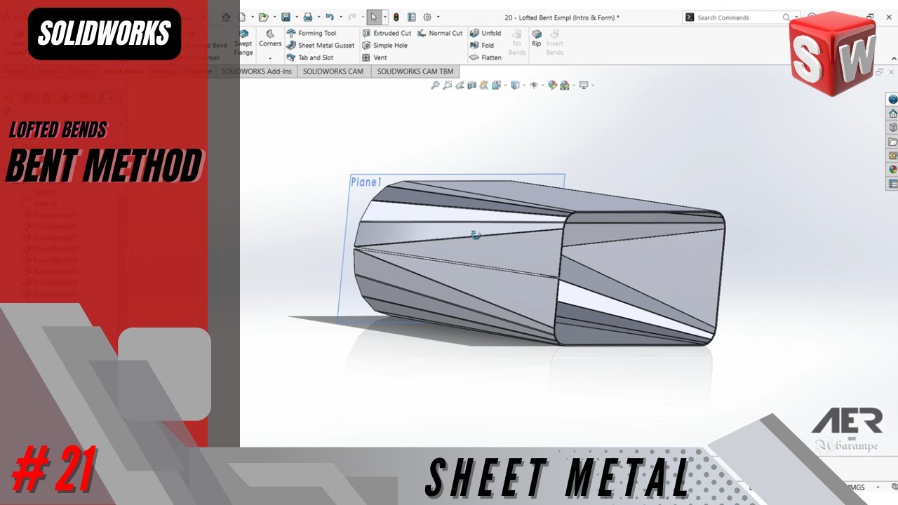 Lofted Bend (Intro & Formed Method) | Sheet Metal | Solidworks Tutorial Stage #20 Eng - AER Int.