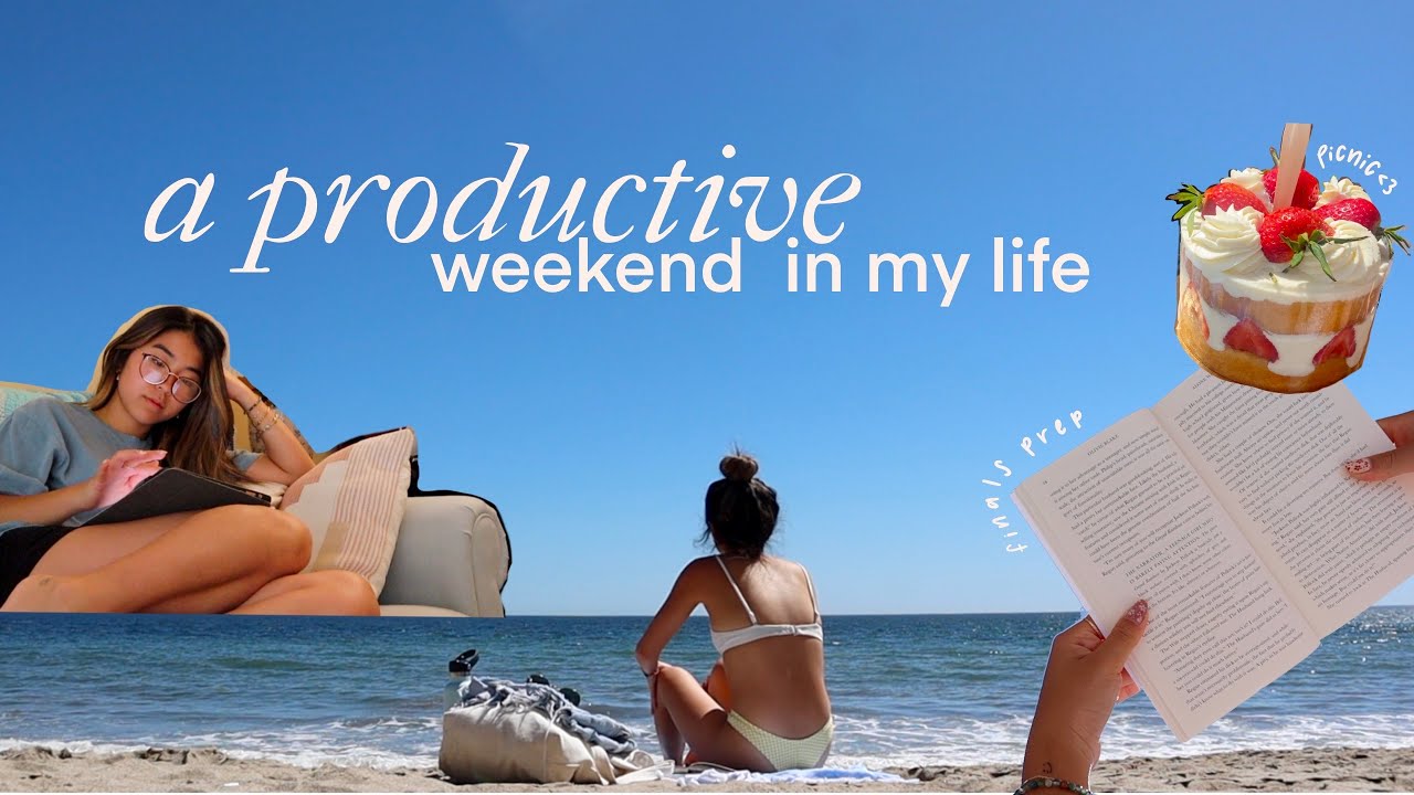 a productive study weekend | finals prep, house cleaning, beach day, picnic with friends