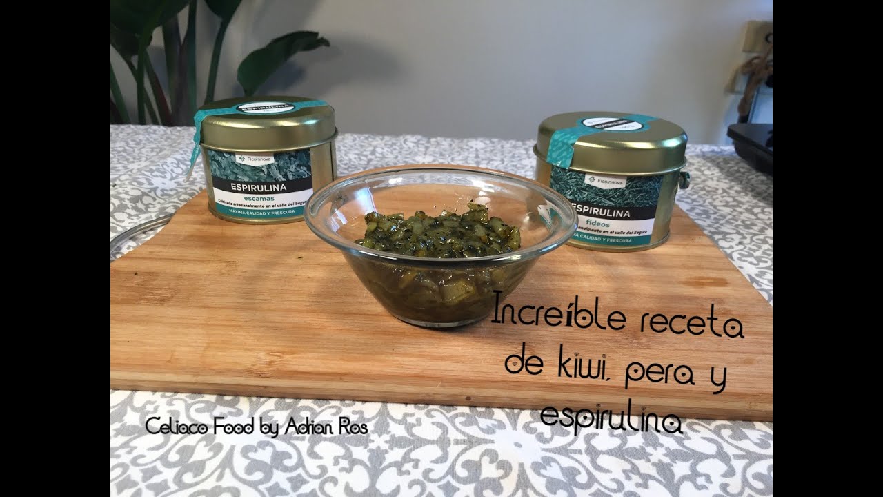 La mejor receta casera de confitura ( pera, kiwi y espirulina) sin gluten , sana y muy sabrosa.