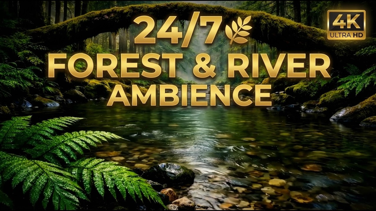 🔴 LIVE 24/7 Forest River | 4K 🌿 Relaxing Nature Sounds for Sleep, Study & Relax | NO MUSIC