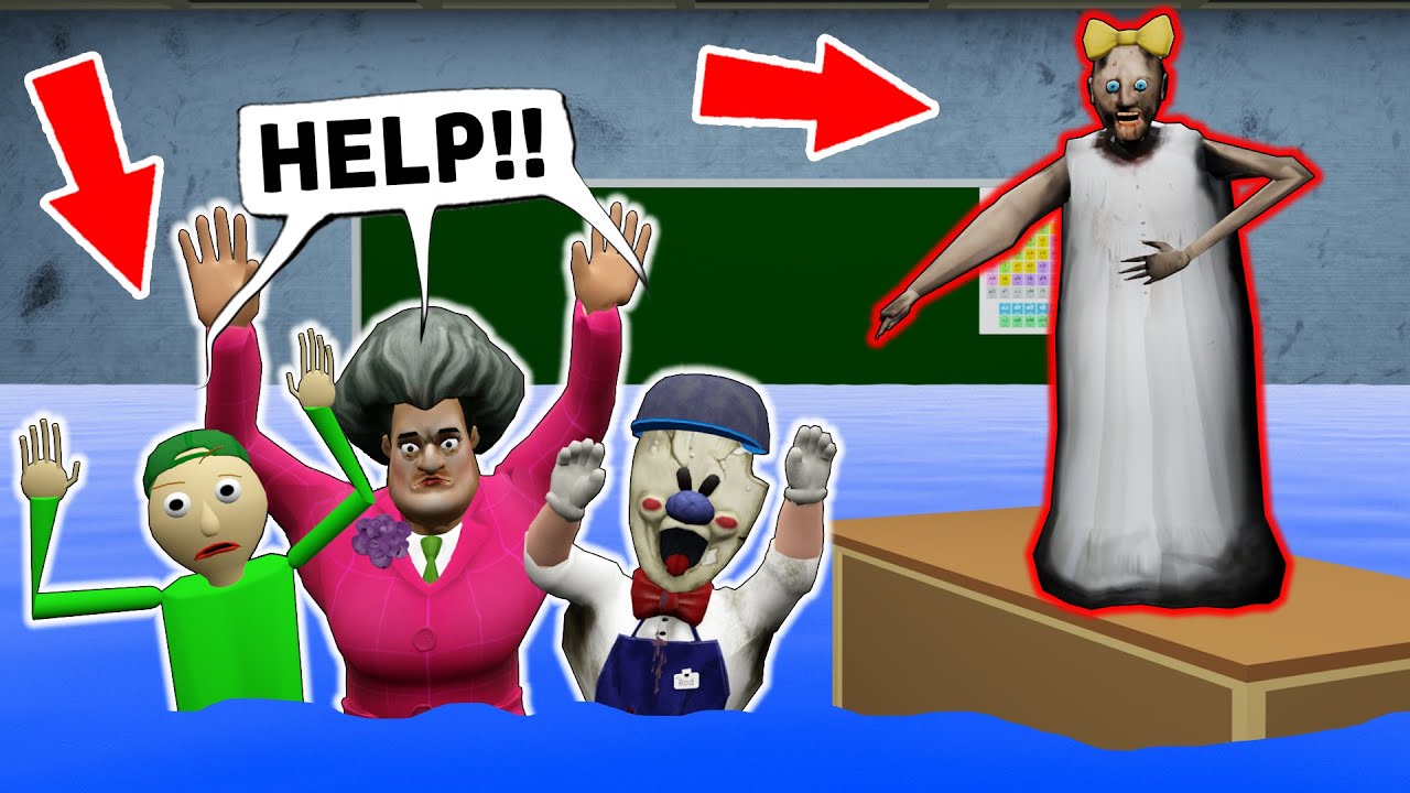 Granny Caused a Flood at School !! Scary Teacher, Baldi, Ice Scream - funny horror animation (p.148)