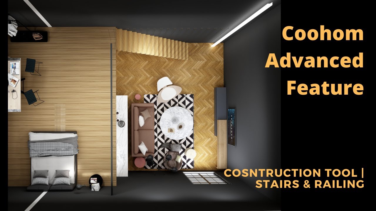 Coohom Advanced | How to Draw Stairs & Railing | Construction Tool