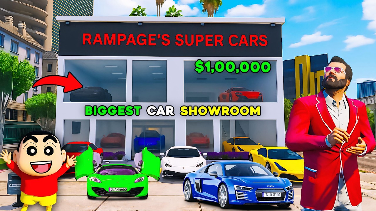 Rampage & Shinchan🤣Started a CAR SHOWROOM🚗Full Fun #bommalu #gta5telugu
