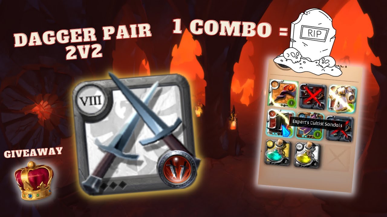 1 COMBO DAGGER PAIR 2v2 GAMEPLAY | GIVEAWAY PREMIUM | MONEY MAKING | ALBION ONLINE PVP | HELLGATE |
