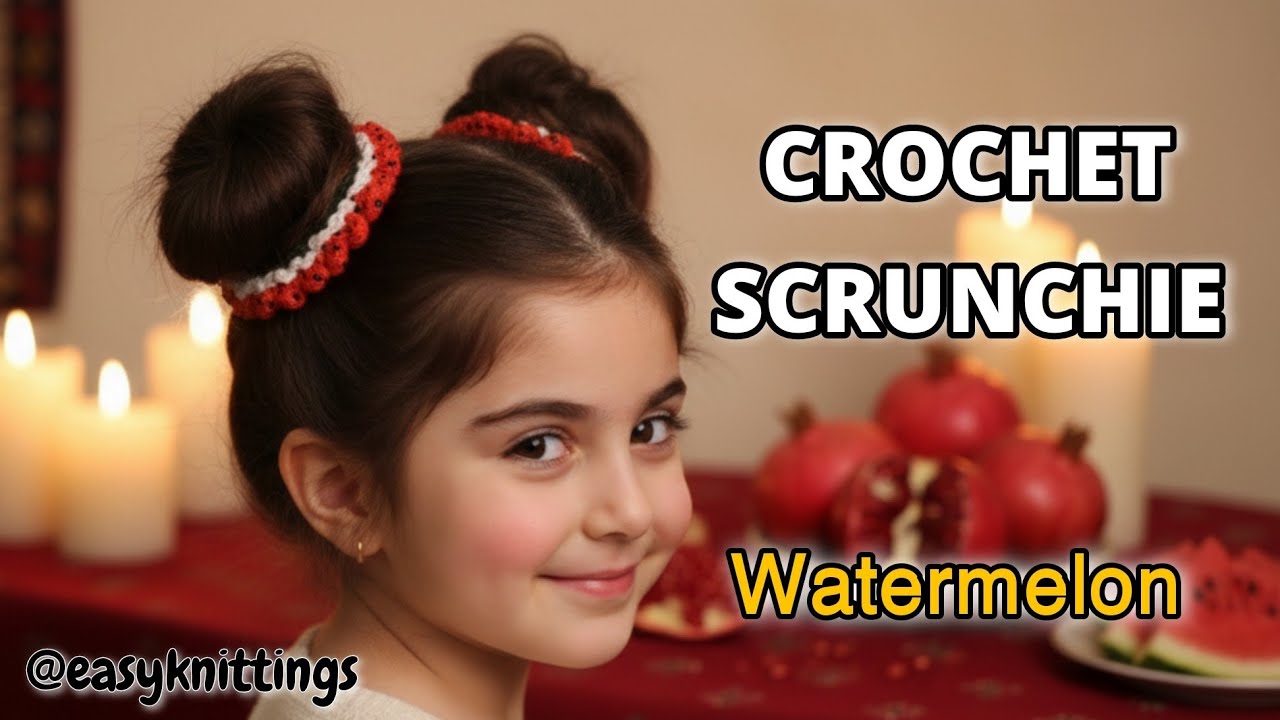 آموزش کش مو قلاب‌بافی طرح هندوانه 🍉 | بافت سریع و آسان