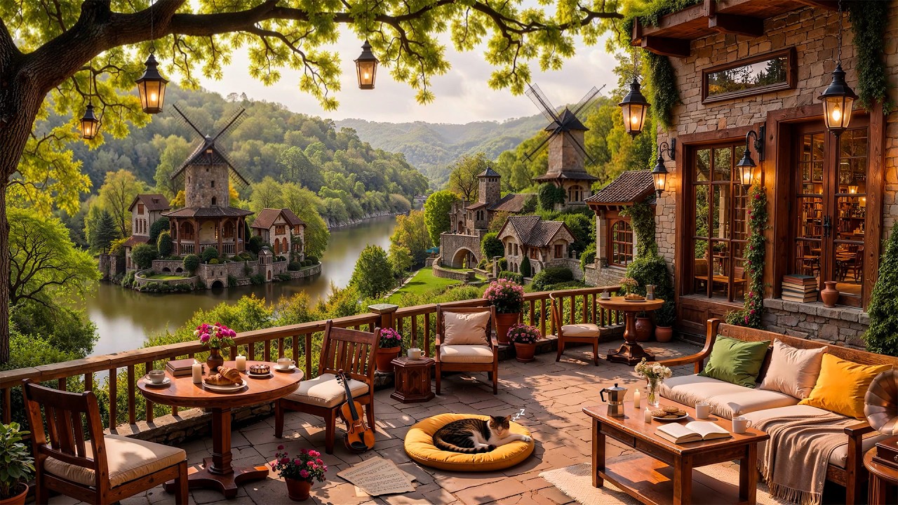 Stress Relief with Warm Jazz Music 🌸 Cozy Spring Coffee Shop Ambience ~ Relaxing Jazz Music