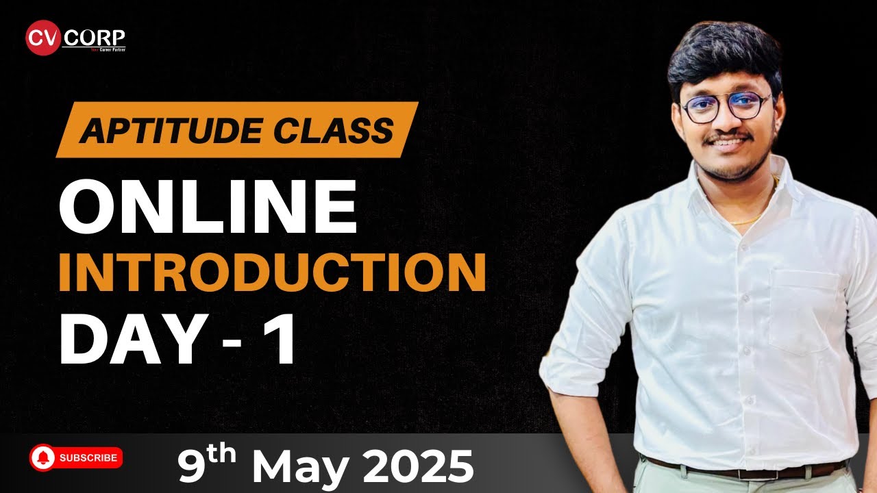 Aptitude class || Online || Day - 1 || Introduction #cvcorp