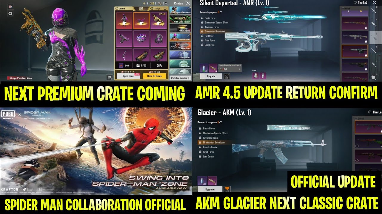 Material Lucky Spin Coming | AKM Glacier Classic Crate ? | Bgmi Next Spider Man Event | 4.5 Update