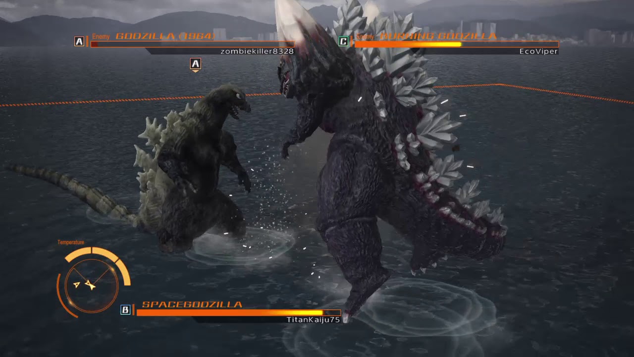 Godzilla (PS4) Online VS: SpaceGodzilla vs. Godzilla (1964) vs. Burning Godzilla
