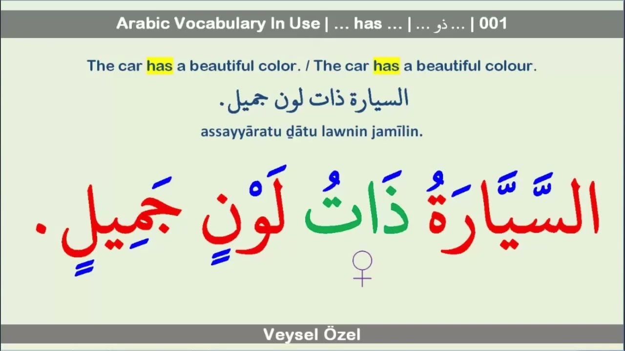 Arabic Vocabulary In Use | … has … | (…  ذُو …) | 001
