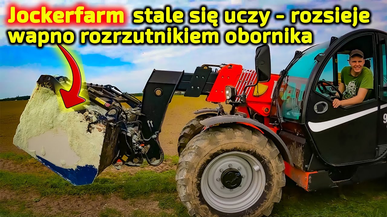 Jockerfarm się uczy👉rozsieje wapno rozrzutnikiem obornika Bergmann TSW 5210 S od Korbanek i Faresin