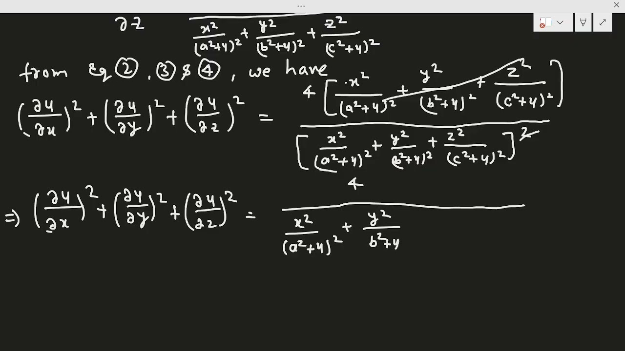 If (x²/a²+u)+(y²/b²+u)+(z²/c²+u)=1, prove that (∂u/∂x)²+(∂u/∂y)²+(∂u/∂z)²=2(x ∂u/∂x+y∂u/∂y+z∂u/∂z)​