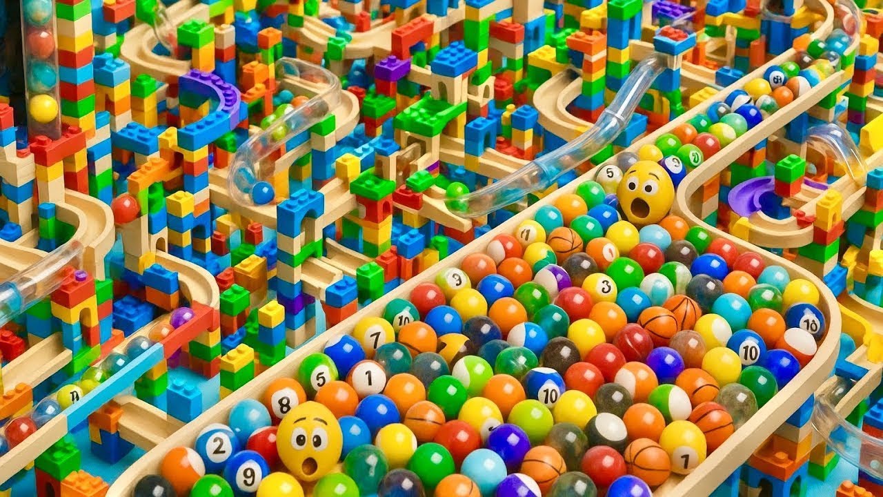 Marble Run Race ASMR Rollercoaster Glassy of Calm with Beads