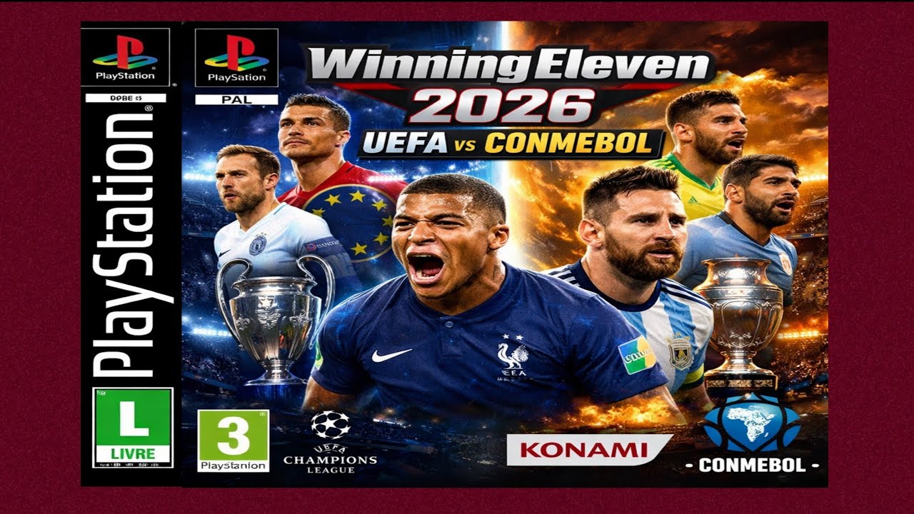 LANÇAMENTO –UEFA VS CONMEBOL WINNING ELEVEN 2026 [PS1]100% ATUALIZADO