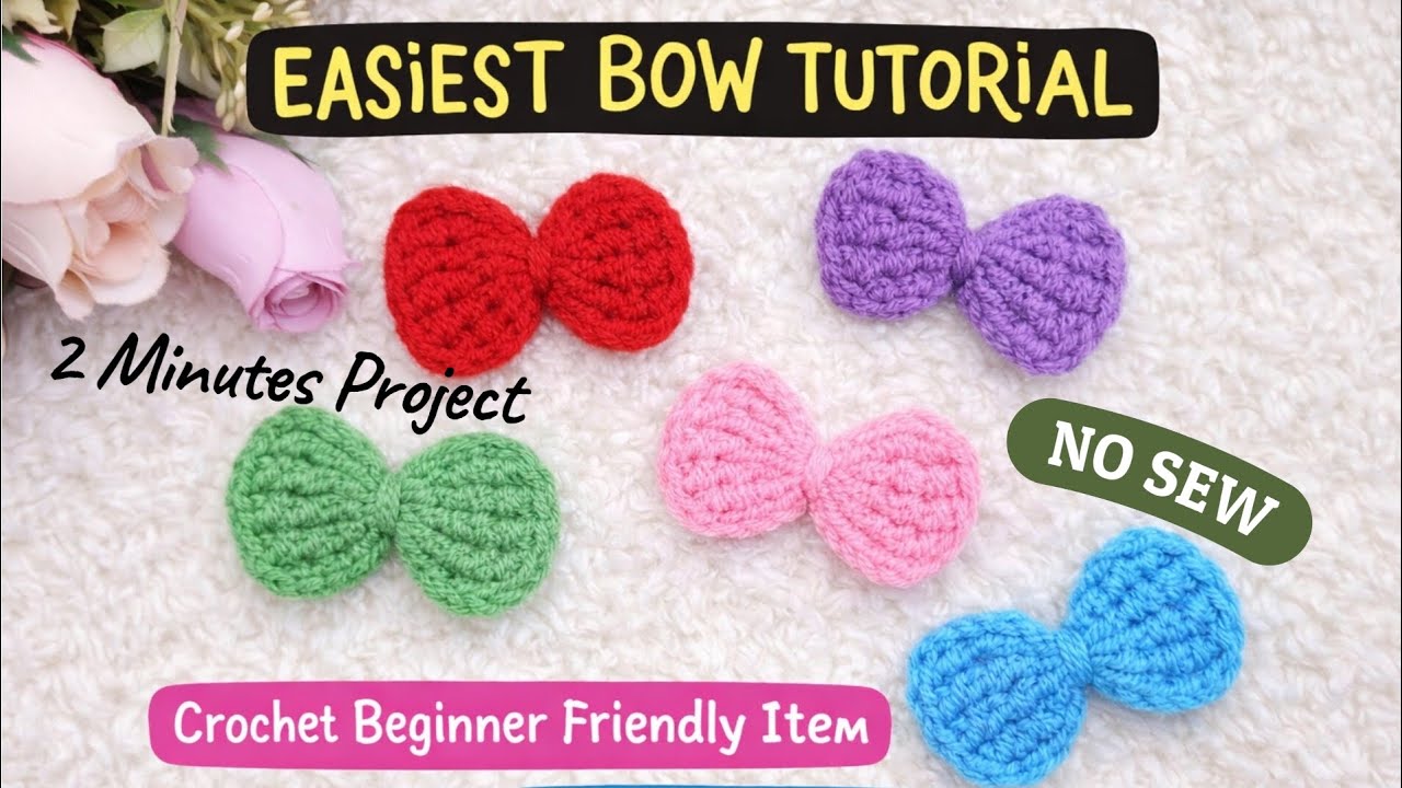 Easy Crochet BOW Tutorial for Beginners, সহজে কুশির বো টাই বানান #crochet #bow #pookie