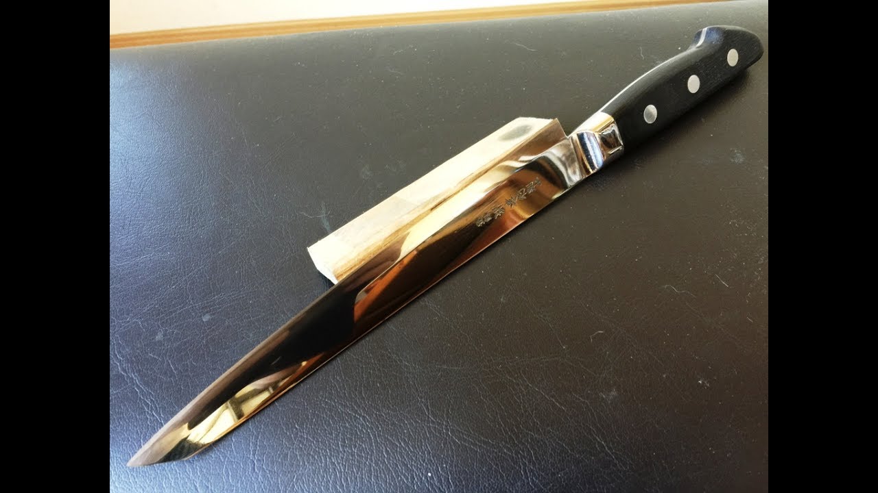 包丁の改造 〜堺孝行 別上 八寸牛刀の切付型刺身化・鏡面化 後編〜 How to Restore Rusted Kitchen Knife part of 2/2