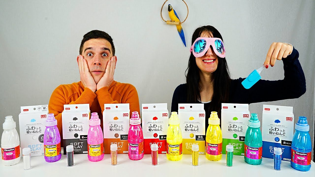 SLIME 3 COLORI DI CLAY+3 COLORI DI GLITTER+3 COLORI DI COLLA CHALLENGE!!!