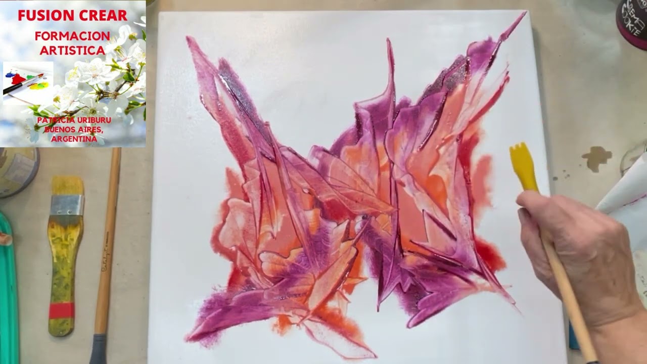 Fusión Crear ARTISTA PLÁSTICA EUGENIA MELIN ARTE ABSTRACTO CON GOMA Y PINCEL ESFUMADOR