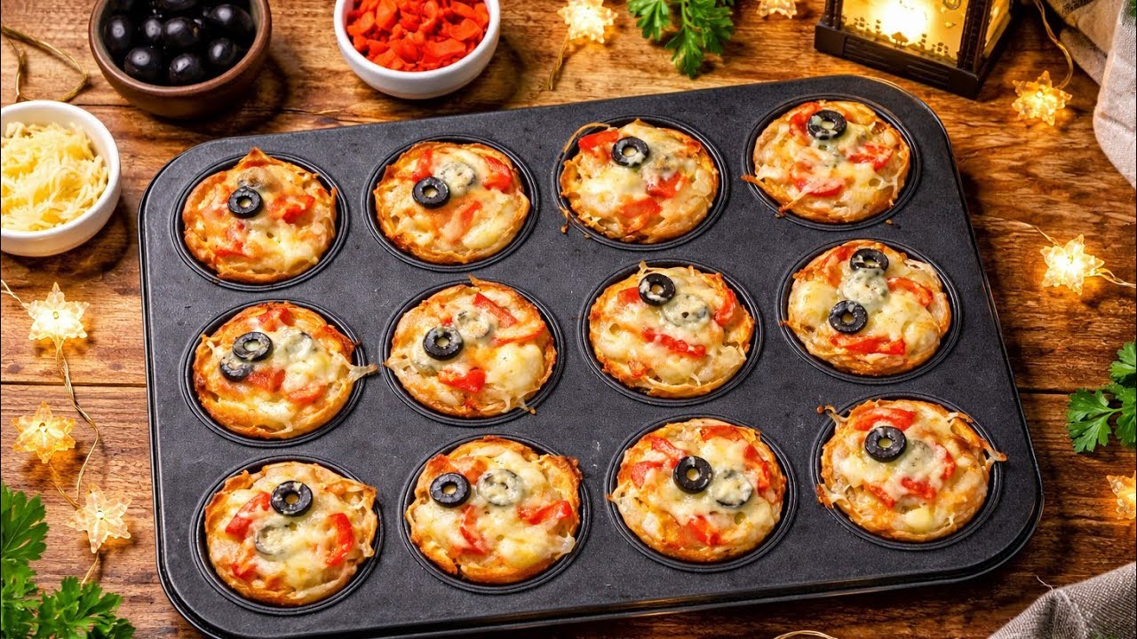  ميني بيتزا 🍕اقتصادية ولذيذة 😍 فكرة جديدة لمملحات رمضان ميني طاكوس جرب الوصفة 