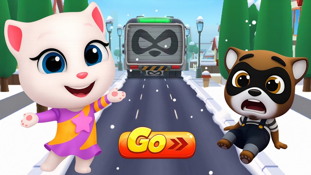 Talking Tom Gold Run New Update - Gymnast Angela vs Raccoon Boss Fight in Polar Adventure📍Funny Race