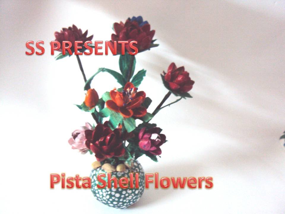 Recycled pista shell flowers
