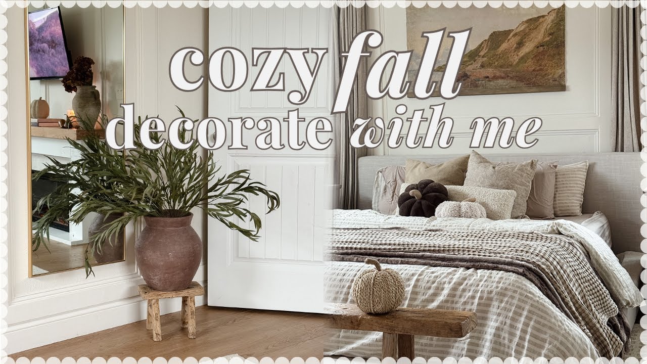EARLY FALL DECORATE WITH ME! bedroom refresh - new furniture, Graywind shades, art, bedding, etc.