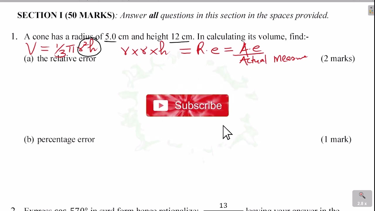 APPROXIMATION AND ERRORS | Relative error | Percentage error