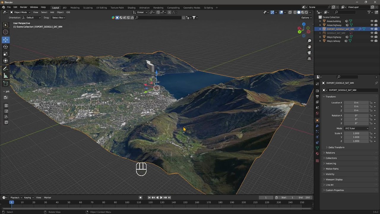 Видеогид — импорт рельефа, BlenderGIS, Google Maps, ландшафта, зданий, географической информации