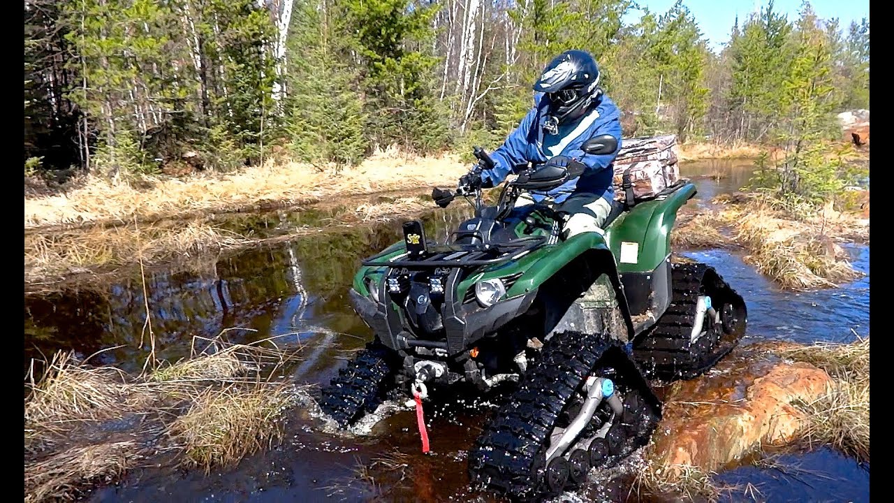 Yamaha ATV Grizzly 700 Testing The Tracks On Rock Snow Sand and Mud - May 5, 2013