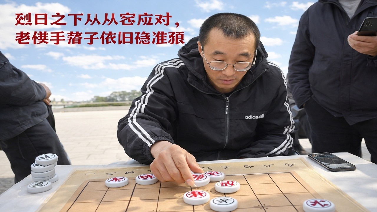烈日之下从容应对，老棋手落子依旧稳准狠