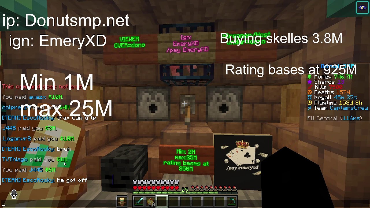 DonutSMP live rating your bases 10M per!! | GAmbling low stakes | Media lootdrops,bounty