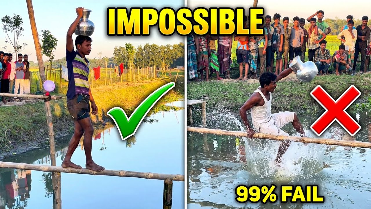 IMPOSSIBLE Bamboo Bridge Challenge! 🤣 Funny Village Game Fails & Wins! 🤣🏆 