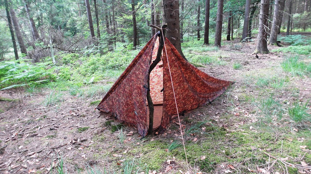 1 Min Schnellaufbau - Tarp Shelter Aufbau Variante 3x3m - f&uuml;r Regen u. Sturm