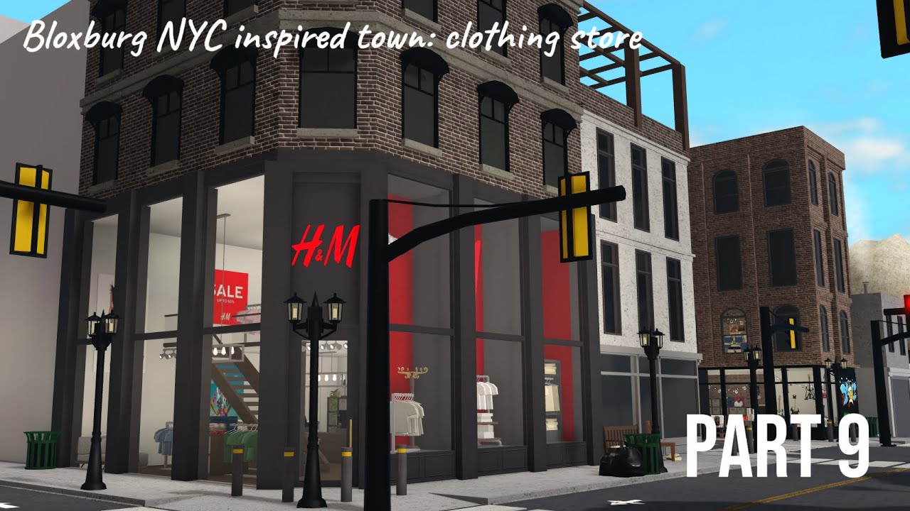 Bloxburg build: New York City town project | Speedbuild part 9 - Clothing store (H&M)
