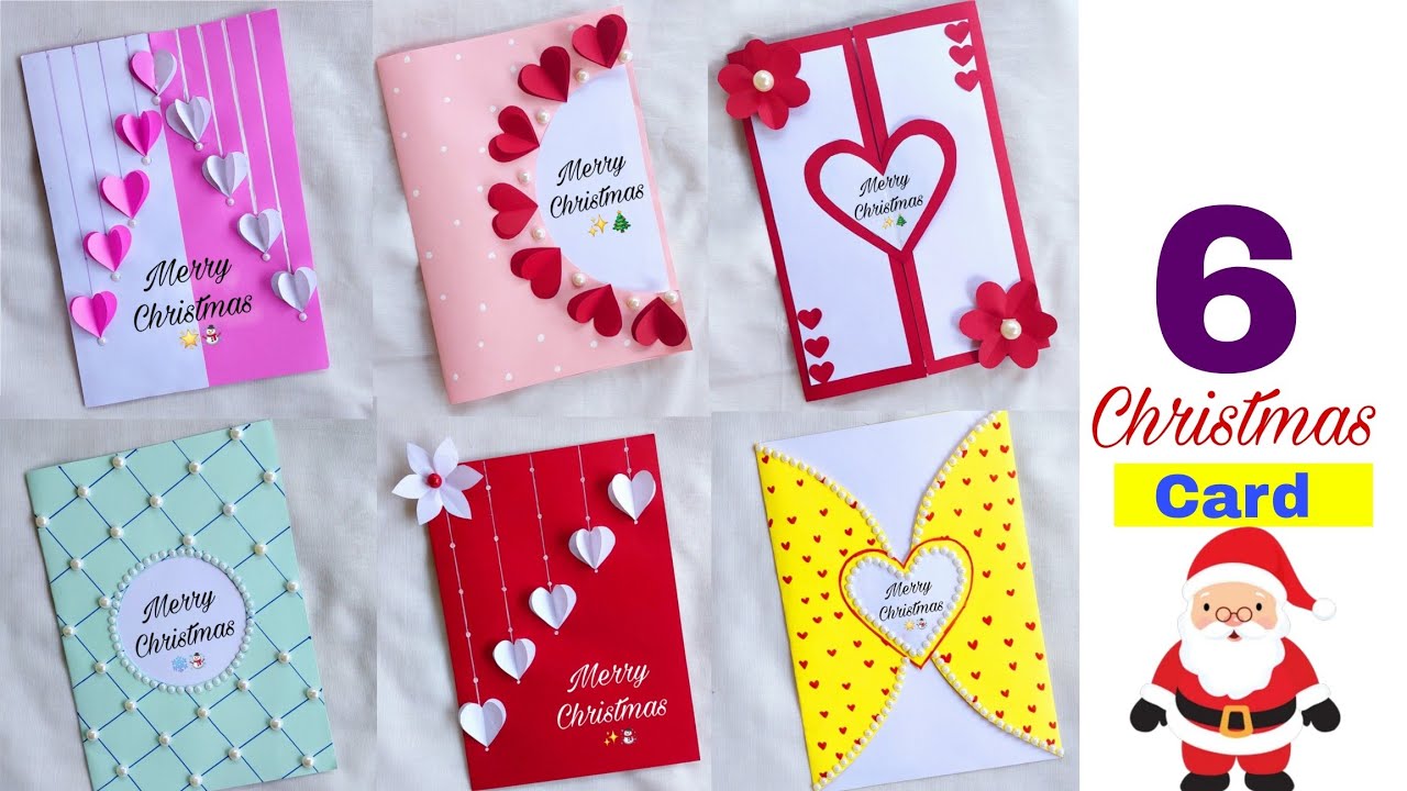 6 quick & beautiful christmas card making ideas/easy greeting card making idea for christmas 2025