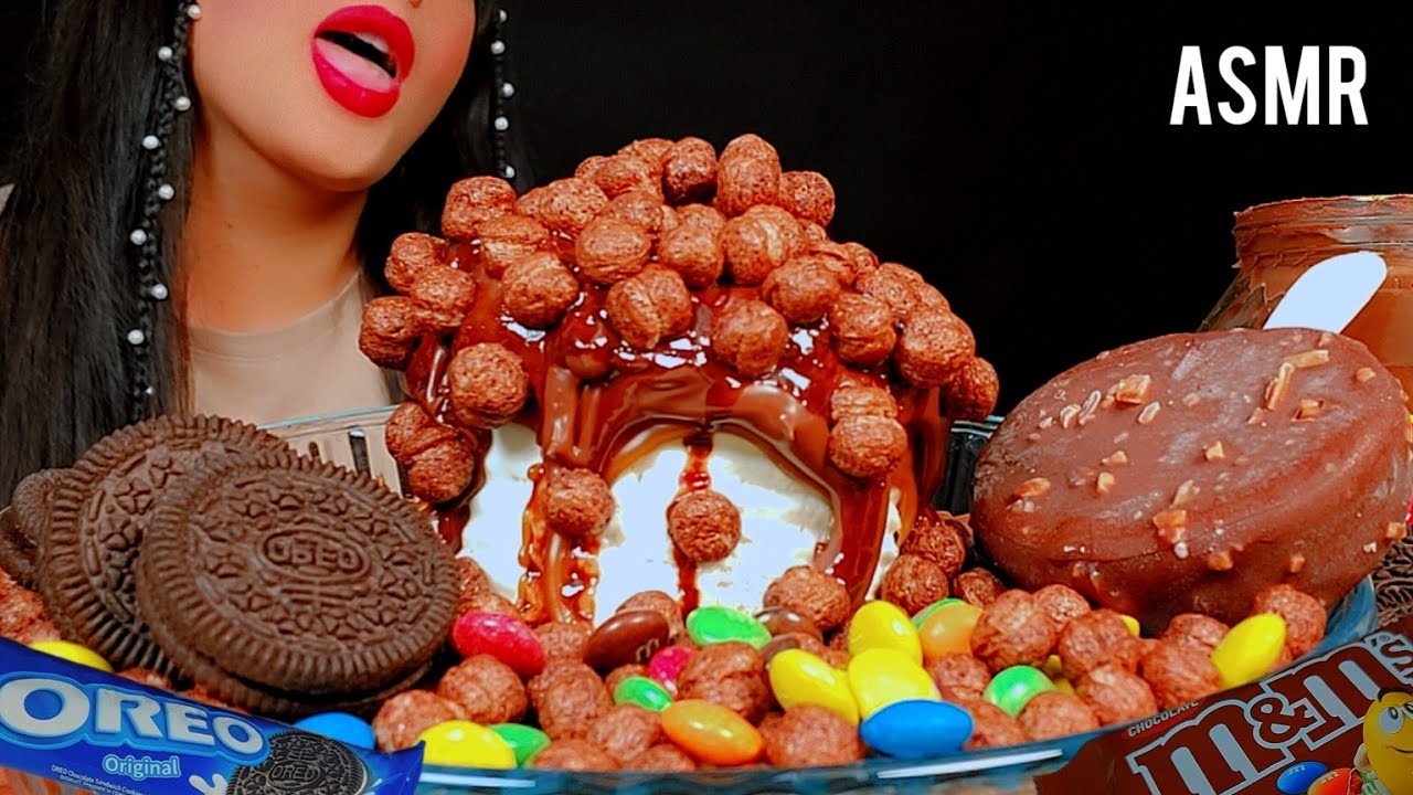 🍫asmr nutella chocolate cake 👅with chocolate cornflakes with milk and magnum and OREO|먹방 초콜릿 |😋🐾